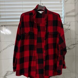 Old Navy Red and Black Plaid Shirt